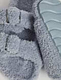 Borg Buckle Open Toe Slider Slippers
