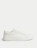 Canvas sneakers met veters en oogdetail