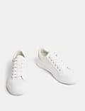 Canvas sneakers met veters en oogdetail