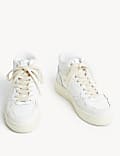 Leather Lace Up High Top Trainers