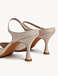 Leather Ankle Strap Stiletto Heel Mules