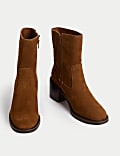 Suede Block Heel Sock Boots