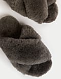 Shearling Crossover Slider Slippers