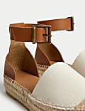 Leather Ankle Strap Flatform Espadrilles