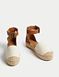 Leather Ankle Strap Flatform Espadrilles