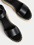 Leather Buckle Ankle Strap Flatform Sandals