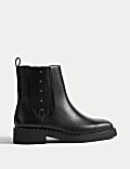 Wide Fit Leather Chelsea Studded Flat Boots