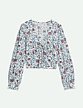 Pure Cotton Tie Front Printed Top