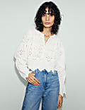 Bluse aus reiner Baumwolle mit Lochstickerei