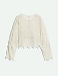 Bluse aus reiner Baumwolle mit Lochstickerei