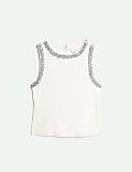 Embellished Ribbed Top
