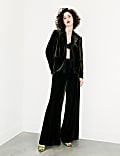 Velvet Wide-Leg Trousers