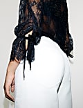 Lace High-Neck Long-Sleeved Top