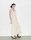 Lace-Trim Pure Silk Maxi Dress
