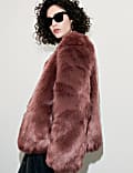 Buckle Detail Faux-Fur Jacket