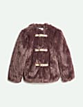 Buckle Detail Faux-Fur Jacket