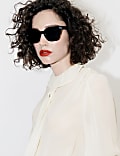Pure Silk Tie-Neck Ruffle Blouse