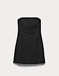 Wool Blend Strapless Mini Tailored Dress