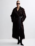 Faux Fur Collared Longline Trench Coat