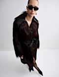 Faux Fur Collared Longline Trench Coat