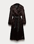 Faux Fur Collared Longline Trench Coat