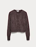 Brushed Pure Cashmere Button Front Cardigan