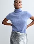Pure Cashmere Roll Neck Knitted Top