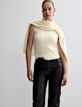 Pure Cashmere Scarf Neck Knitted Top