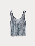 Metallic Embellished Scoop Neck Vest Top