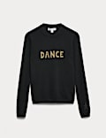 Pullover aus reinem Kaschmir mit Schriftzug „Dance“