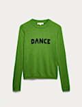 Pull 100 % cachemire avec texte « Dance »