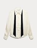 Chemise 100 % soie à détail plissé