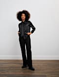 Chemise 100 % soie à détail plissé