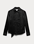Chemise 100 % soie à détail plissé