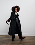 Doppelreihiger Mantel aus reiner Wolle mit Gürtel