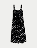 Pure Cotton Floral Corset Midi Skater Dress