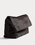 Hair On Leather Foldover Clutch Bag