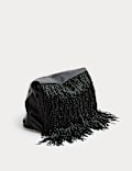 Leather Beaded Underarm Clutch Bag