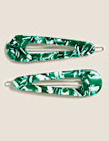 2 Pack Tortoiseshell Print Hair Clips