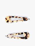 2 Pack Tortoiseshell Print Hair Clips