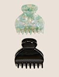 2 Pack Tortoiseshell Bulldog Hair Clips
