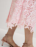 Embellished Cutwork Midaxi Column Skirt