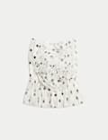 Organza Spot Print Bardot Top