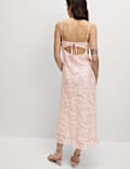 Midaxi-Säulenkleid, verziert mit Spitze und Rüschen