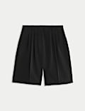 High Waisted Pleat Front Bermuda Shorts