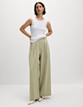 Tailored Pleat Front Wide Leg Trousers