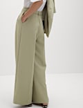 Tailored Pleat Front Wide Leg Trousers