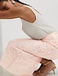 Sequin Floral Midi Slip Skirt