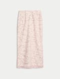 Sequin Floral Midi Slip Skirt