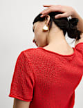 Textured Crew Neck Knitted Top